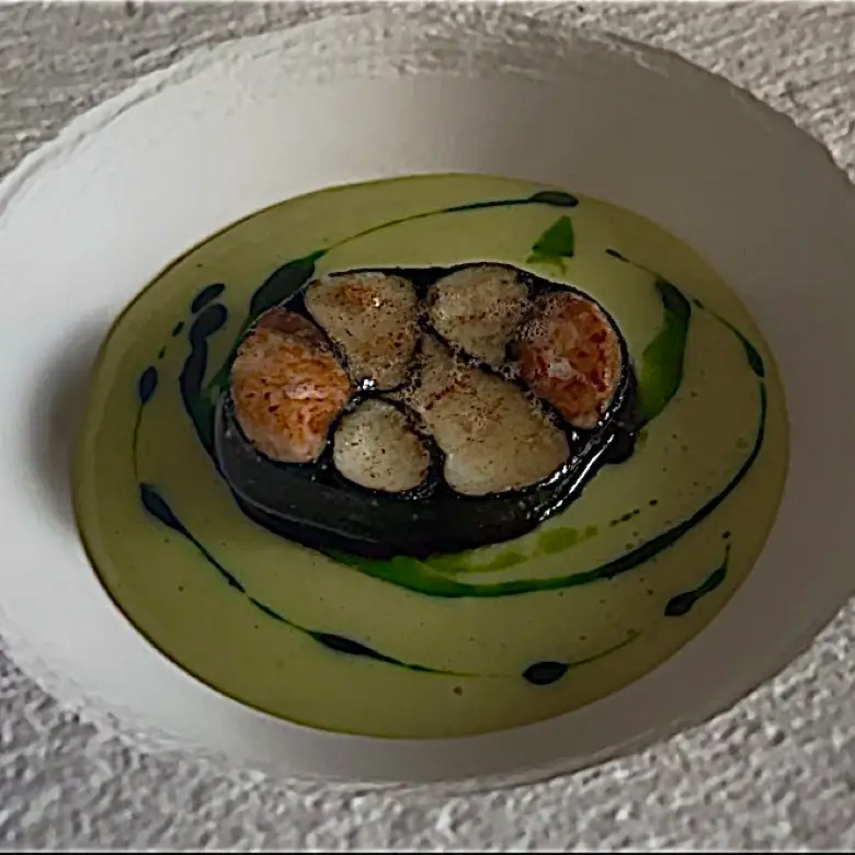 creation thumb for Salmon and Cod mosaic with basil velouté 