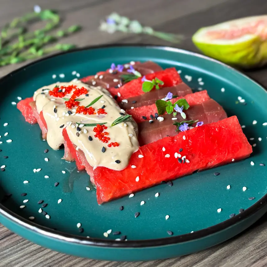 creation thumb for Tuna and watermelon sashimi