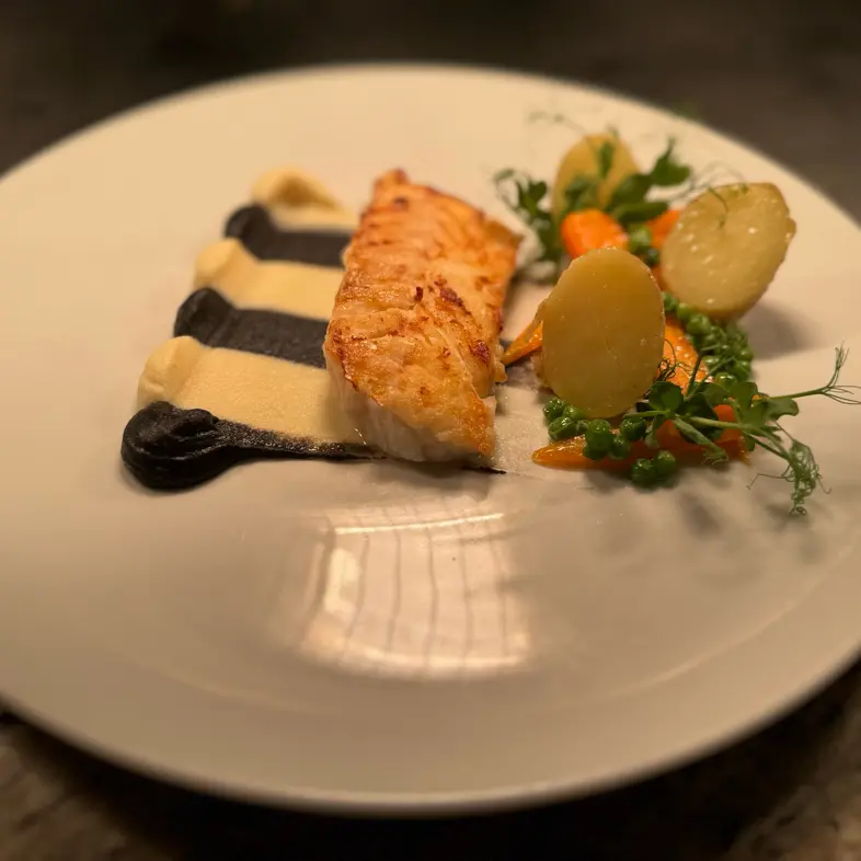 creation thumb for Cod | Beurre Blanc | two kinds of puree | carrot | pea |