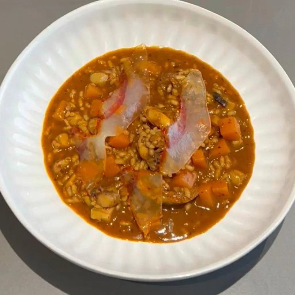 creation thumb for Cremiger Reis mit Tintenfisch, Kürbis und iberischer Wamme