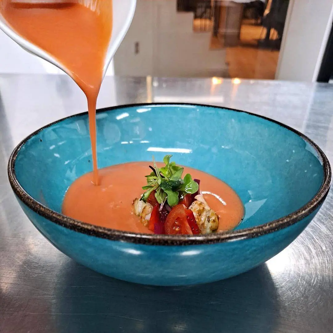 creation thumb for Strawberry gazpacho 🍓 with crayfish 🦐 and guacamole 🥑