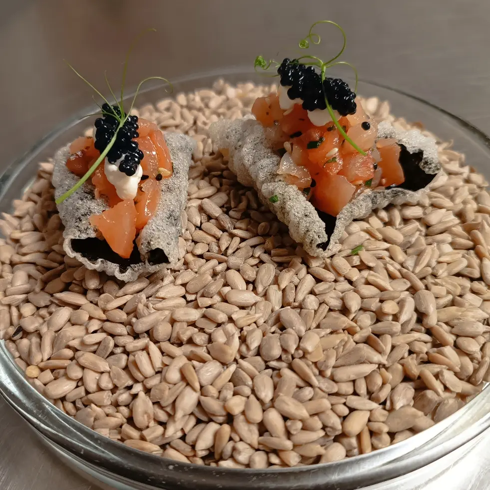 creation thumb for Nori-Rice paper , Saibling tartare