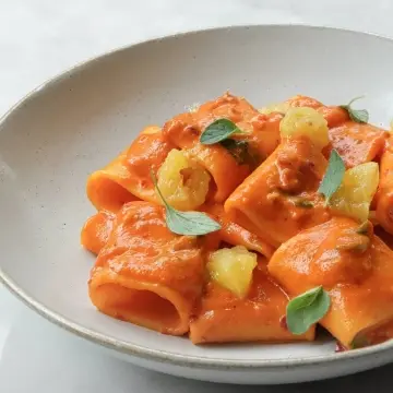 creation thumb for Paccheri di Gragnano, 'Nduia, coulis di pepperoni, origano