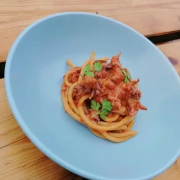 creation thumb for Bigoli, spillo squid ragout, lemon