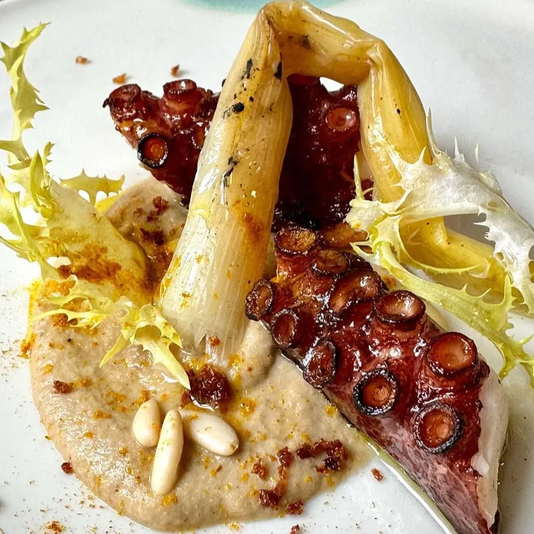 creation thumb for Octopus, Calçot, Romesco de Pinyons and Turmeric