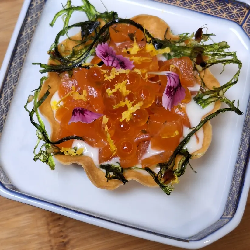 creation thumb for Trout Salmon Tartelette with Seaweed Crisp