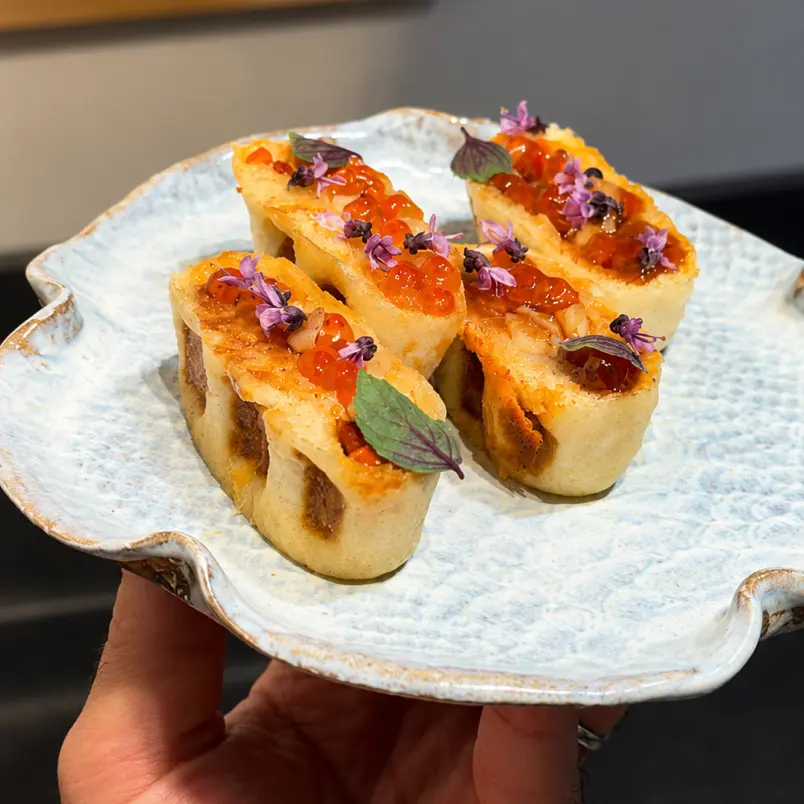 creation thumb for Scallop Chorizo Salmon Caviar Waffled Bao