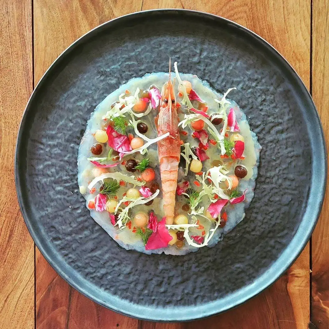 creation thumb for Carpaccio of Purple Shrimp|Red Shrimp|Melon|Yuzu|Chili