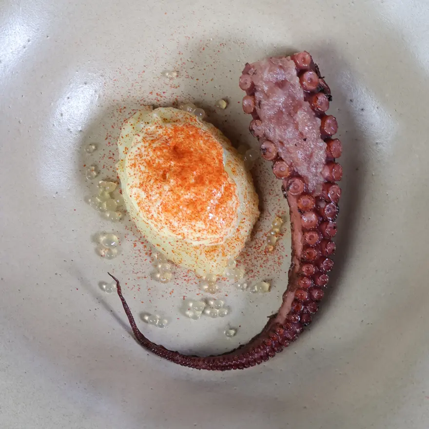 creation thumb for Stuffed Octopus with Ciauscolo, Garlic Mayo Foam