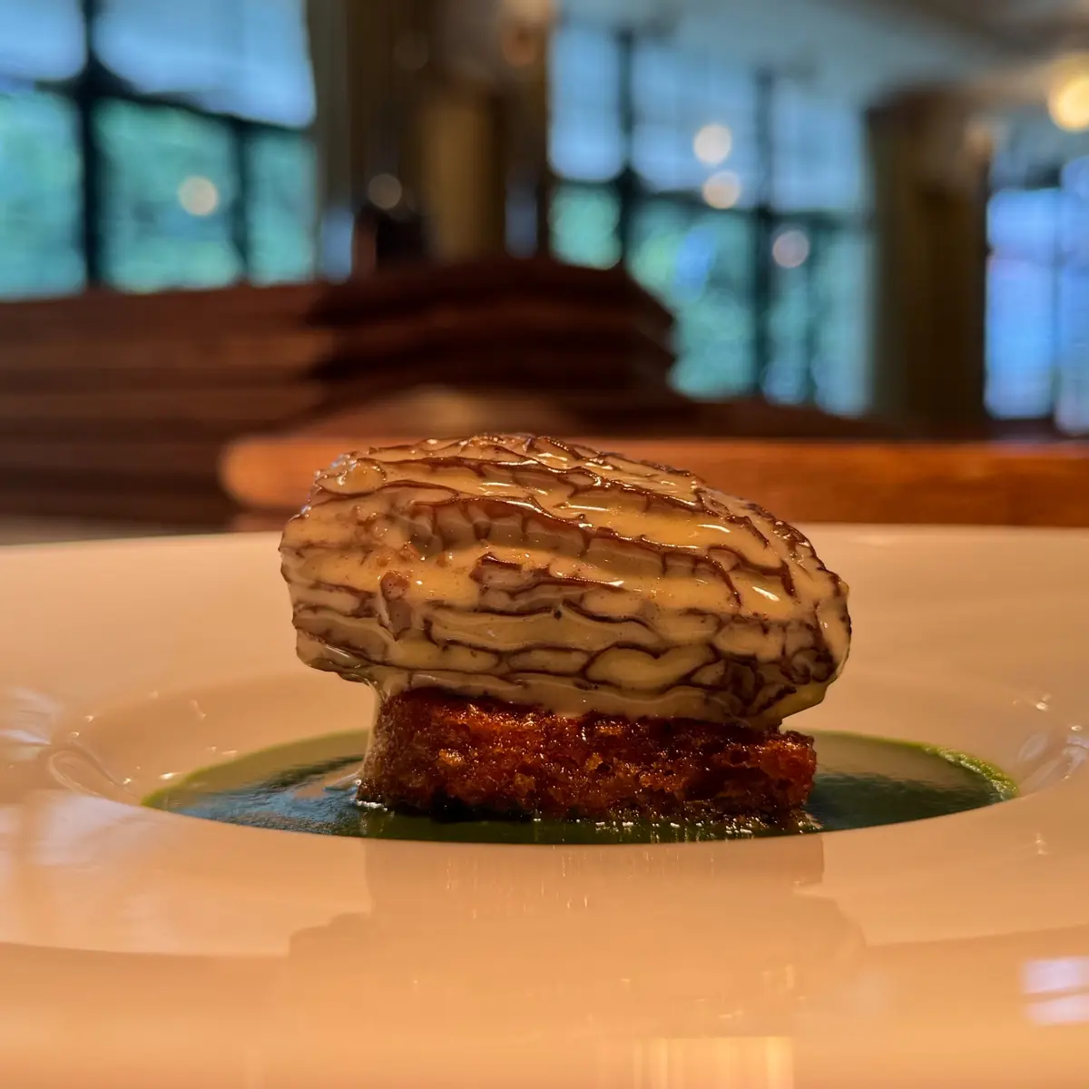 creation thumb for Chicken Jus Pain Perdu and Morel Plating