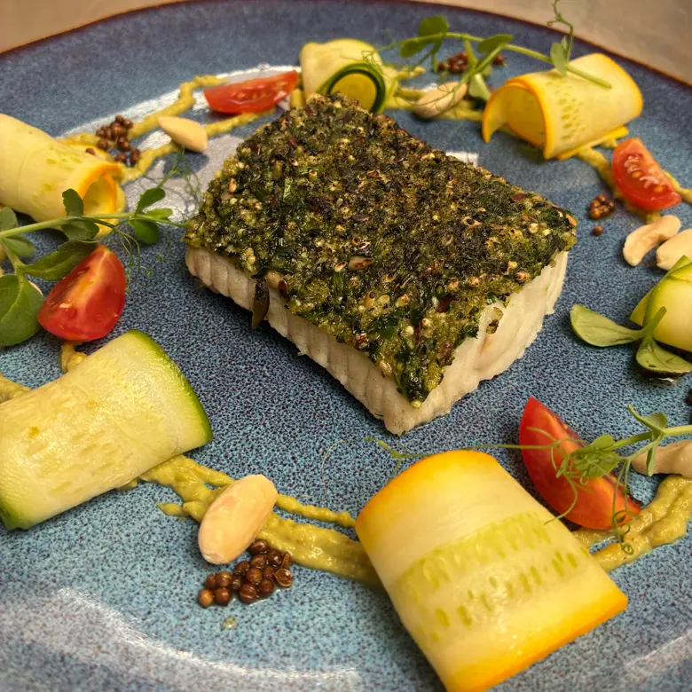 creation thumb for Poisson en croûte d’Herbe, tagliatelles de courgettes mariné