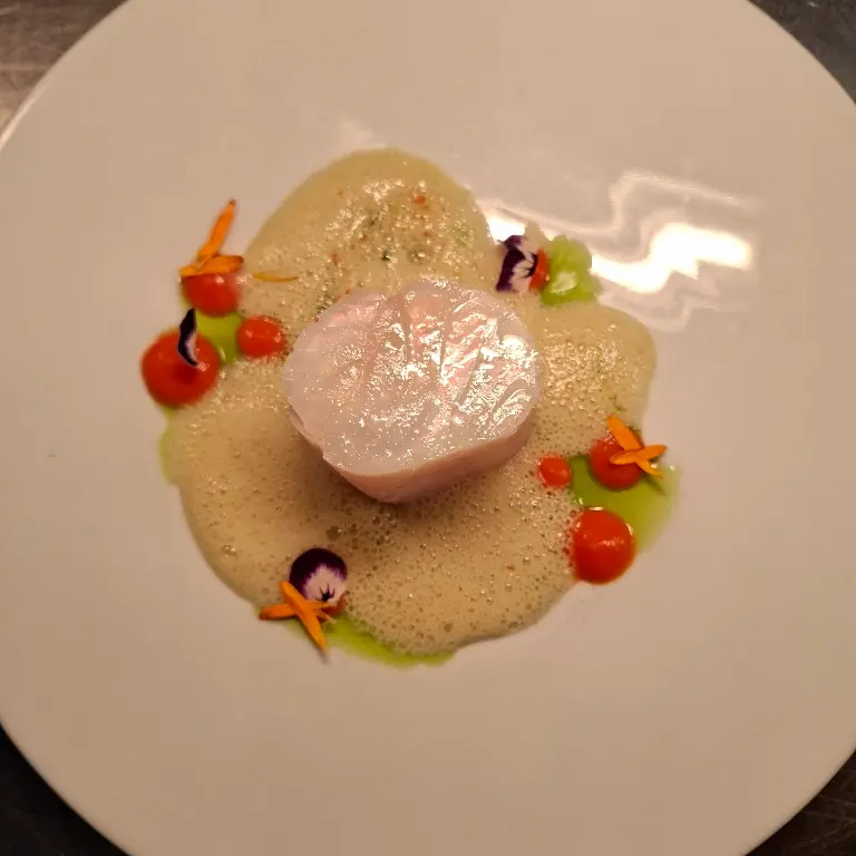 creation thumb for Cod Roll with Bell Pepper Coulis and Wild Garlic Sauce