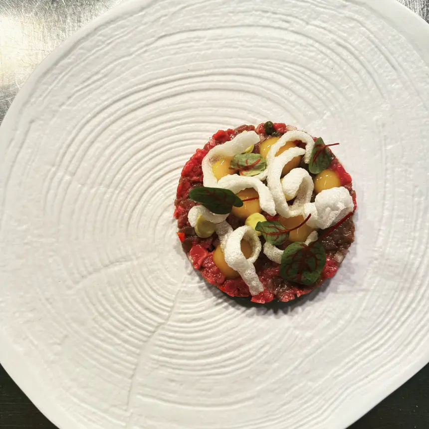 creation thumb for Raw beef | sesame | wasabi | egg roll
