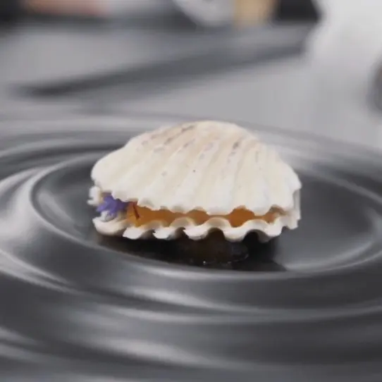 creation thumb for Panna Cotta in Shell Form with Saffron Gel