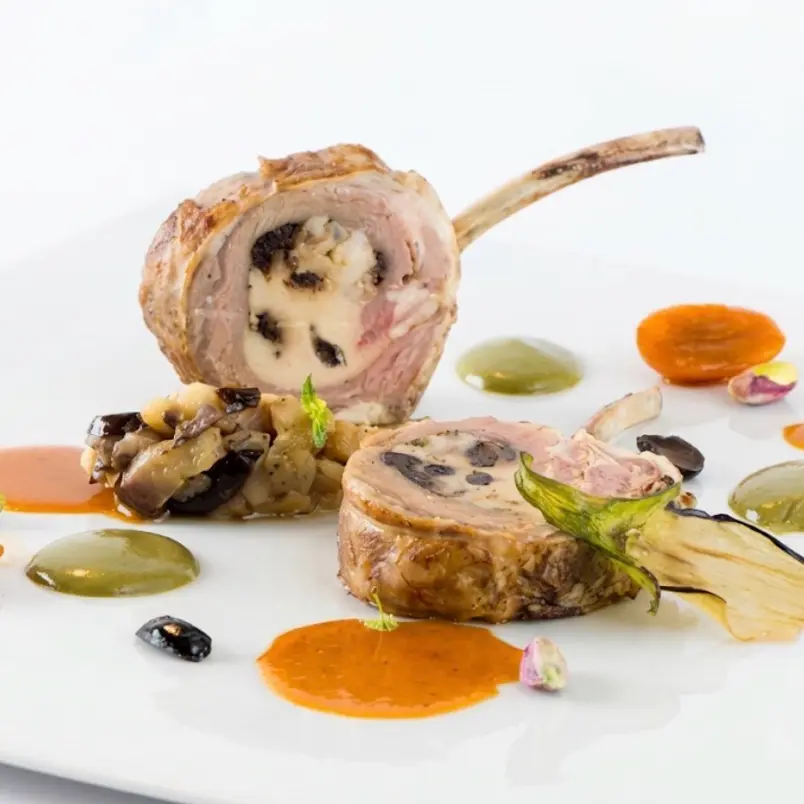 creation thumb for  Agnello farcito alle Olive , Kumquat , melanzane  pistacchi