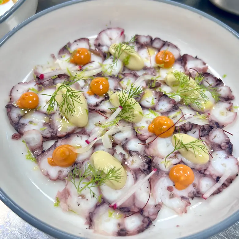 creation thumb for Octapus carpaccio/celeriac “vinaigrette “/gochujan mayo