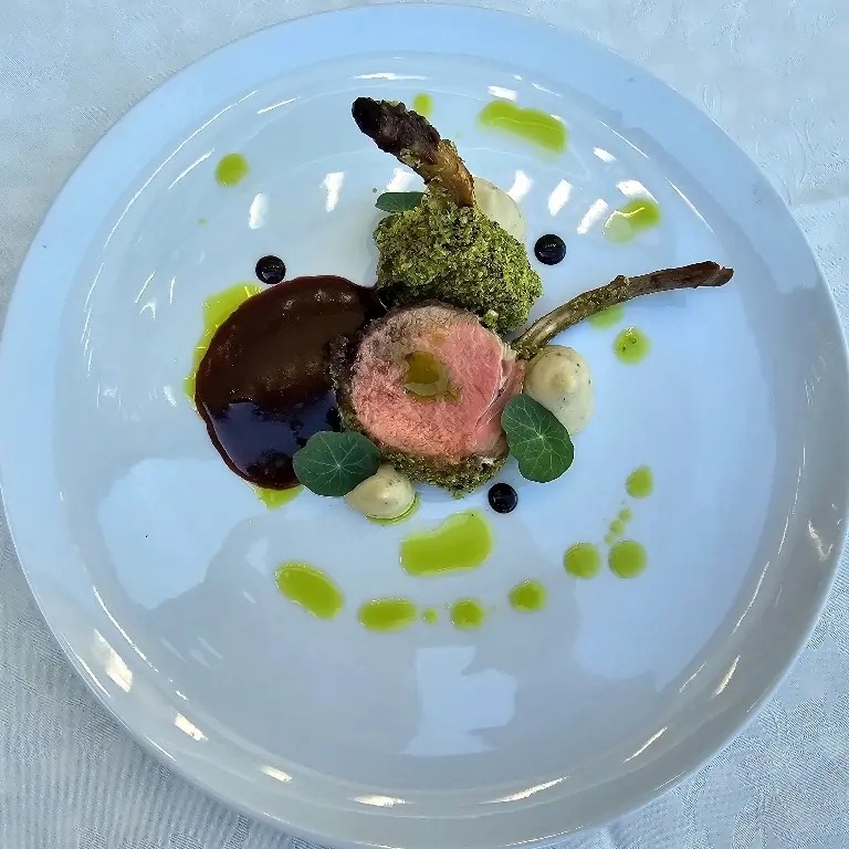 creation thumb for Lamb~celeriac&truffle pure~red wine jus with figs and mint