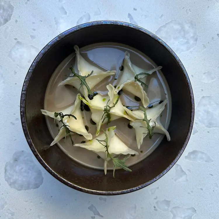 creation thumb for Celeriac Raviolo with Smoked Macadamia Ricotta & Peel Ramen
