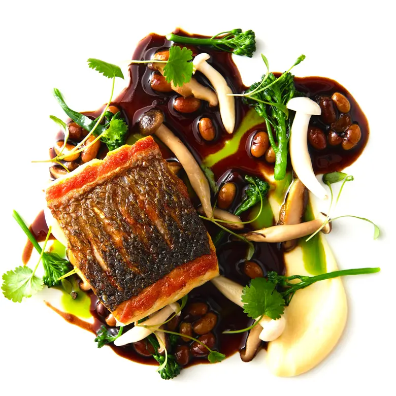 creation thumb for Pave of willd seabass / celeriac / haricot blanc / shimeji