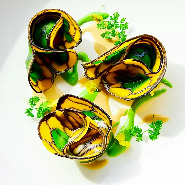 creation thumb for Pecorino tortelloni / wild garlic / parmesan / muchrooms 