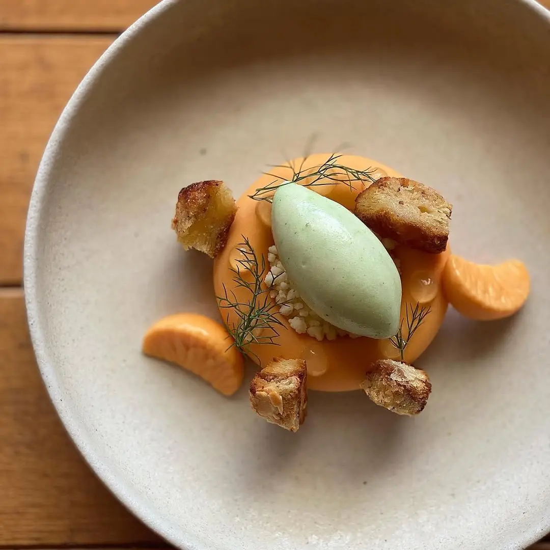 creation thumb for Fenchelsorbet, Mandarine, Croissant, Joghurt, Weiße Schokolade
