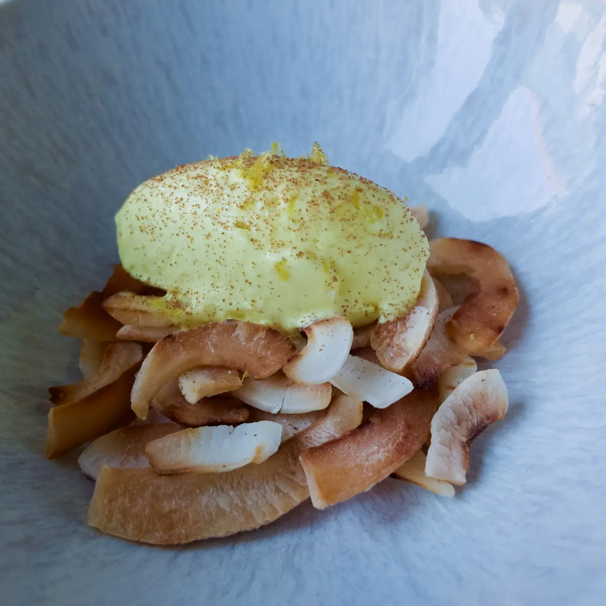 creation thumb for Mango Ice Cream with Toasted Coconut, Lemon, and Mustazzolo