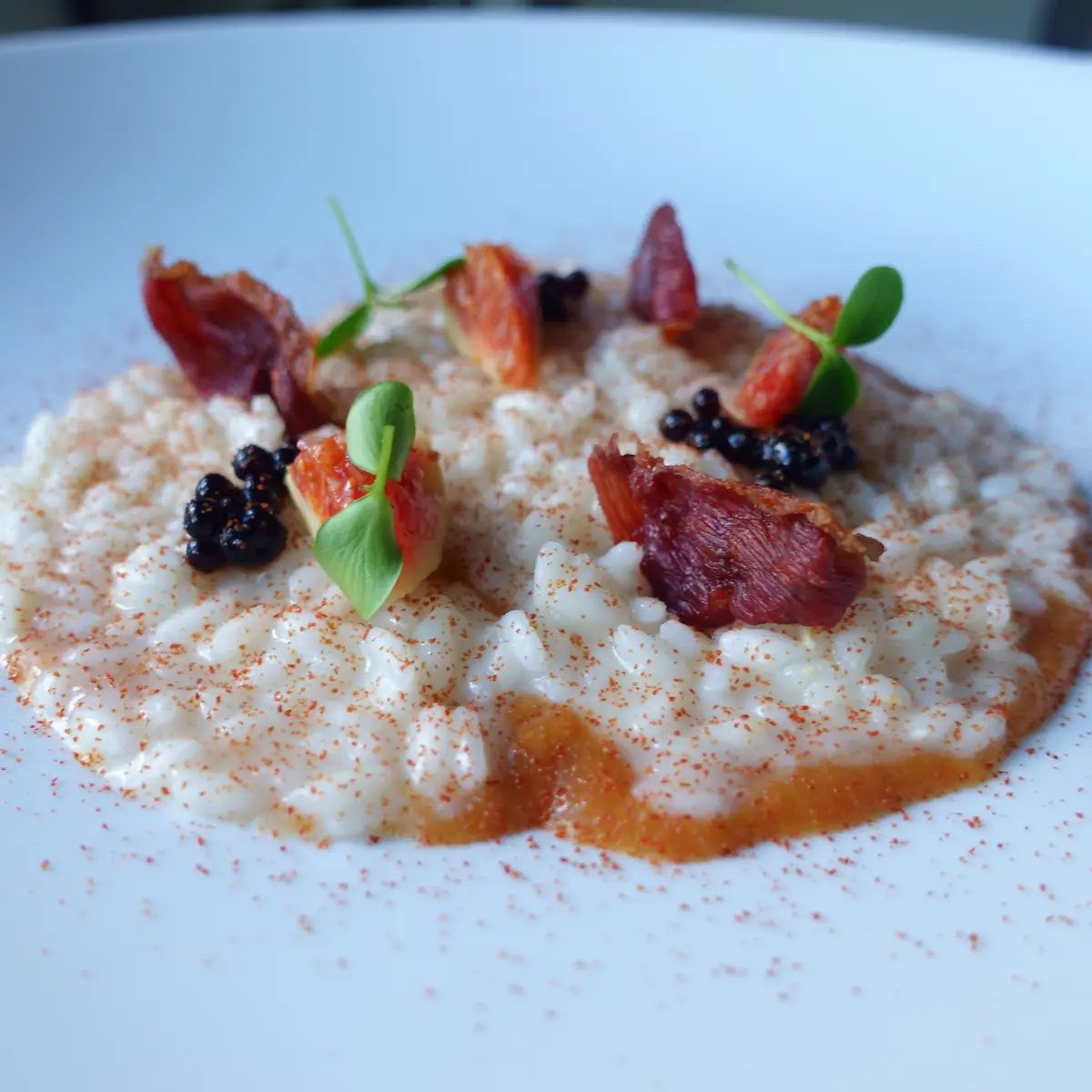 creation thumb for Risotto mit schwarzen Feigen, geräucherter Gänsebrust und Balsamico-Essig