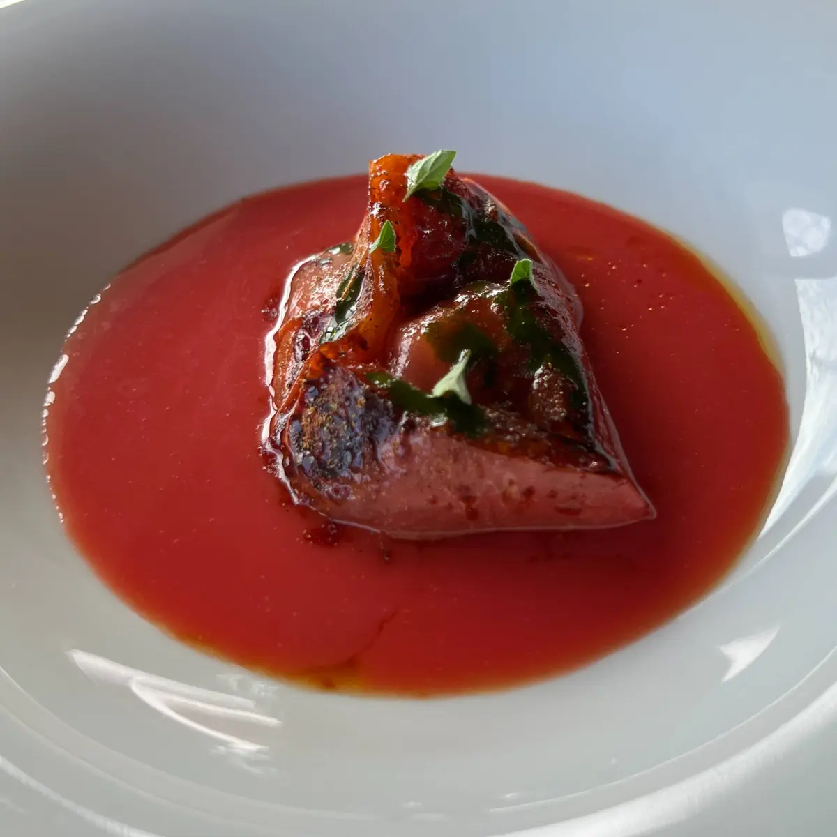 creation thumb for Nasone tomato: grilled, aromatic herbs, salmoriglio