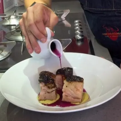creation thumb for Spiced Pork Belly with Avocado and Plum Infusion