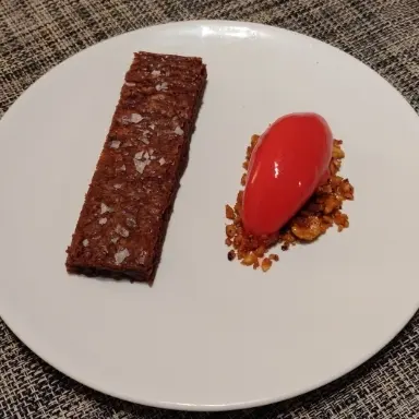 creation thumb for A brownie and a timut pepper rasberry sorbet