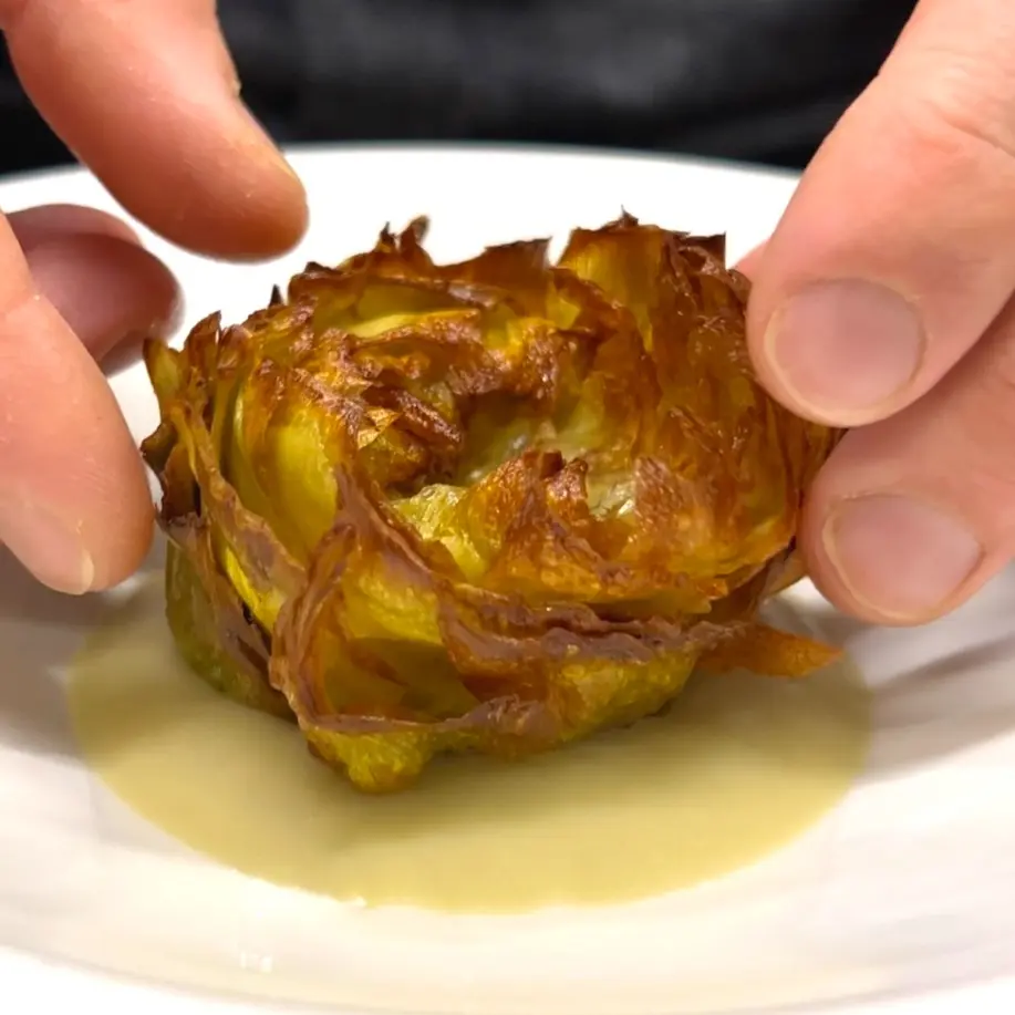 creation thumb for Roman-style Fried Artichoke with Stem Cream 🪷