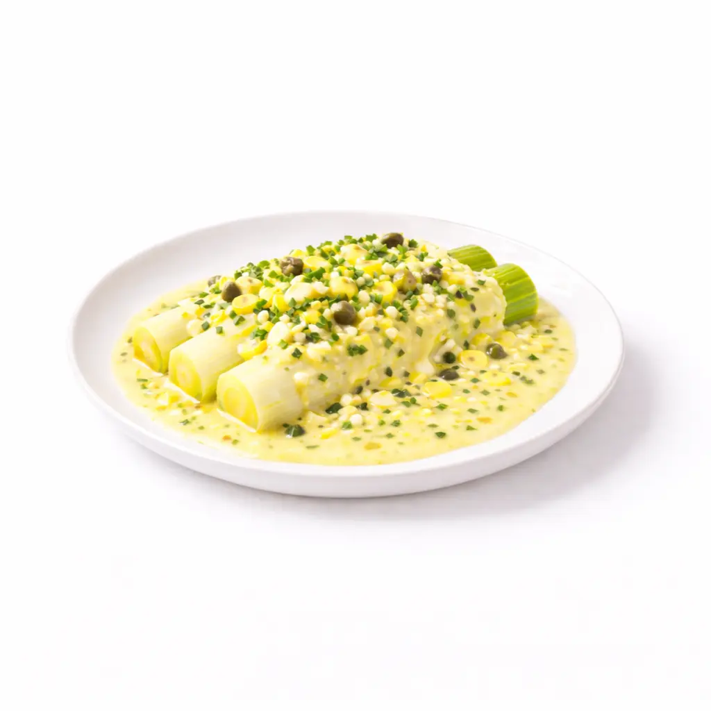 creation thumb for Poached Leeks with Vinaigrette (Poireaux Vinaigrette)