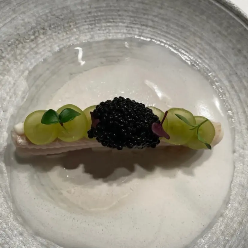 creation thumb for Poached sole with white grape, caviar