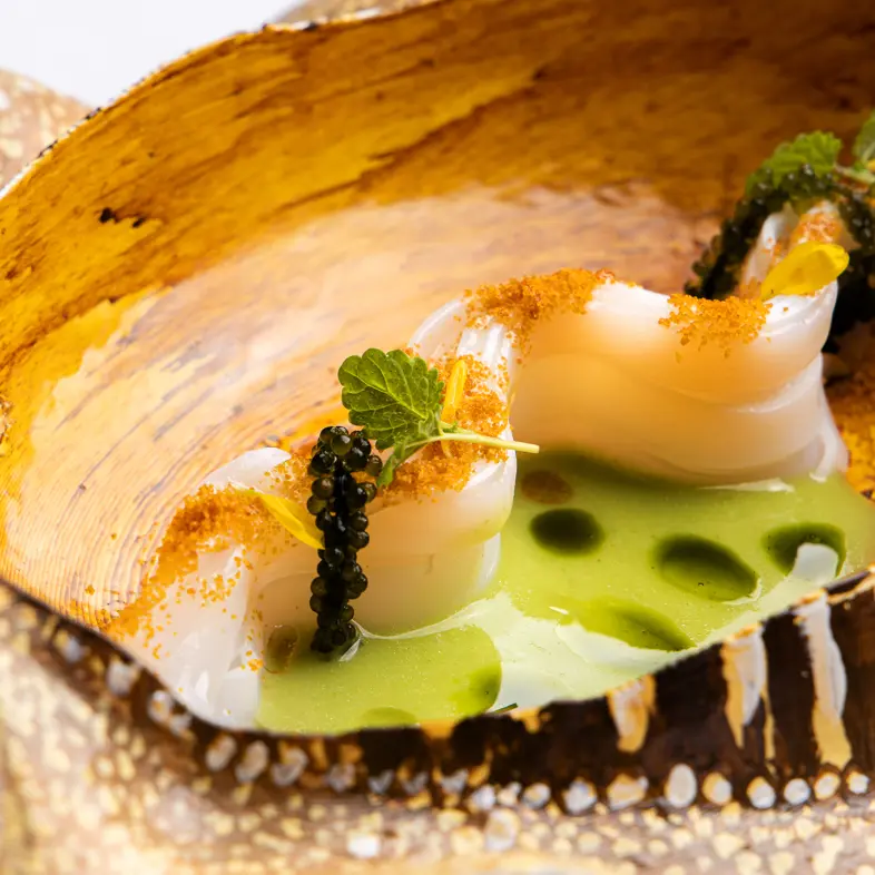 creation thumb for Squid 🦑 melon 🍈 sea greap mullet bottarga 