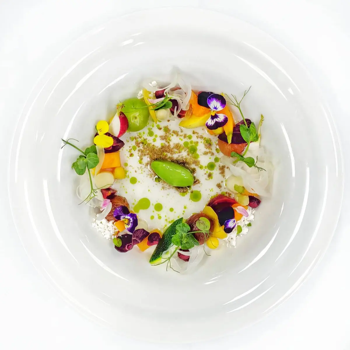 creation thumb for Fermented vegetables / tomato water / herbs sorbet 