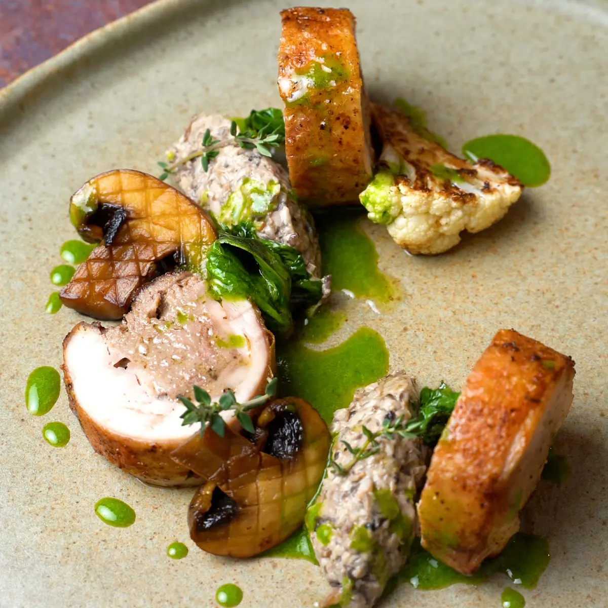 creation thumb for Chicken Ballotine with Liver Farce, Mushroom Duxelles 