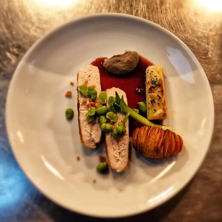 creation thumb for Sousvide Chicken Supreme - Hassleback Potato- BBQ Leek.