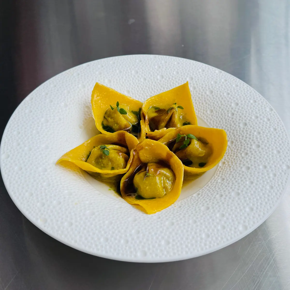 creation thumb for Beef Cheek Cappelletti with Bone Marrow Consommé