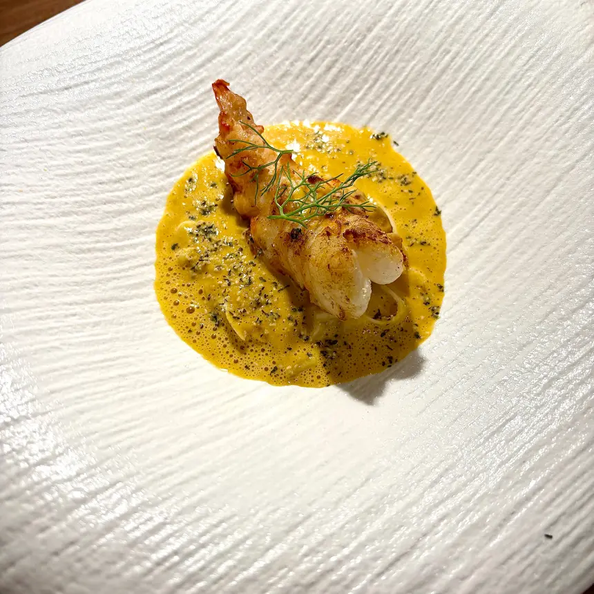 creation thumb for alpine prawn, butternut- bisque, fennel, passionfruit