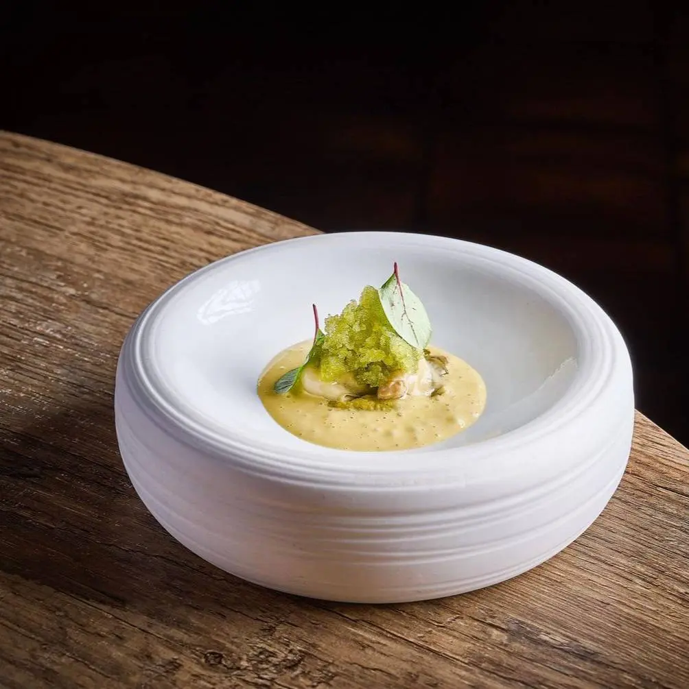 creation thumb for Valencian Oyster, Zucchini Pesto, Sea Anemone Pilpil