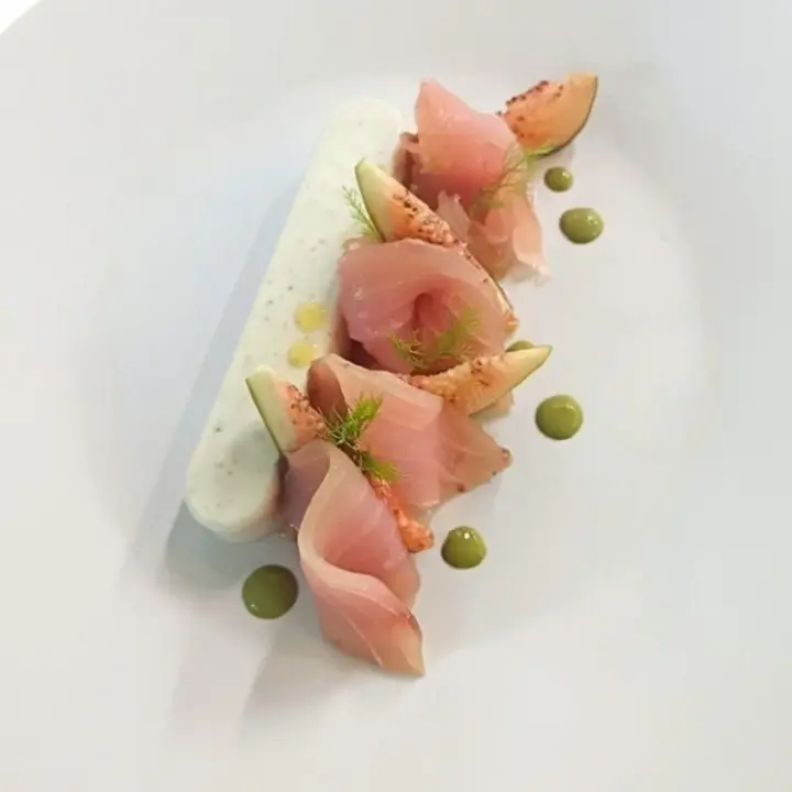 creation thumb for Ricotta and Fig Bavarois with Amberjack Sashimi