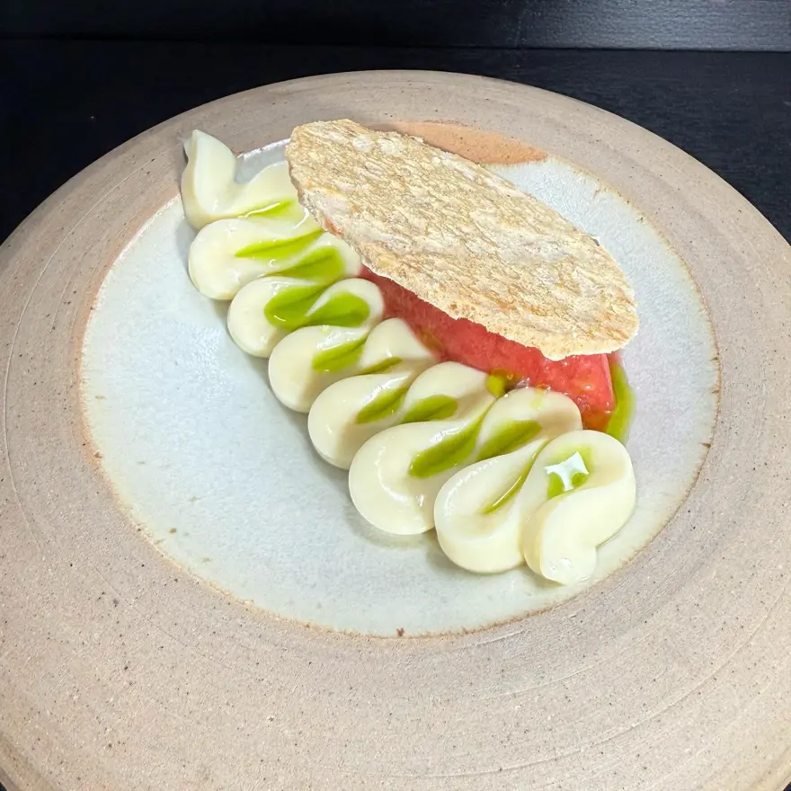 creation thumb for White Chocolate Namelaka with Fig Sorbet & Nut Meringue