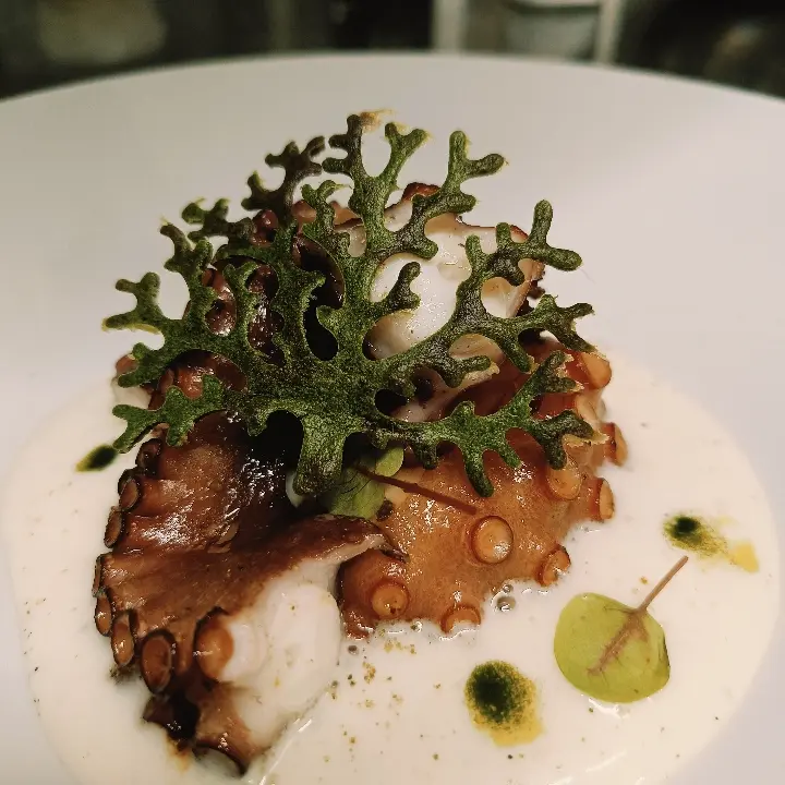 creation thumb for Grilled octopus tentacles whit potatoes espuma