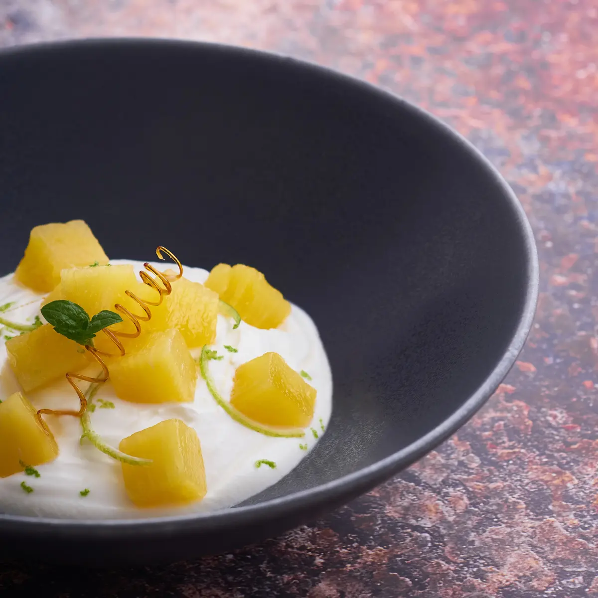 creation thumb for Lime Mousse with Sous Vide Caramel Pineapple