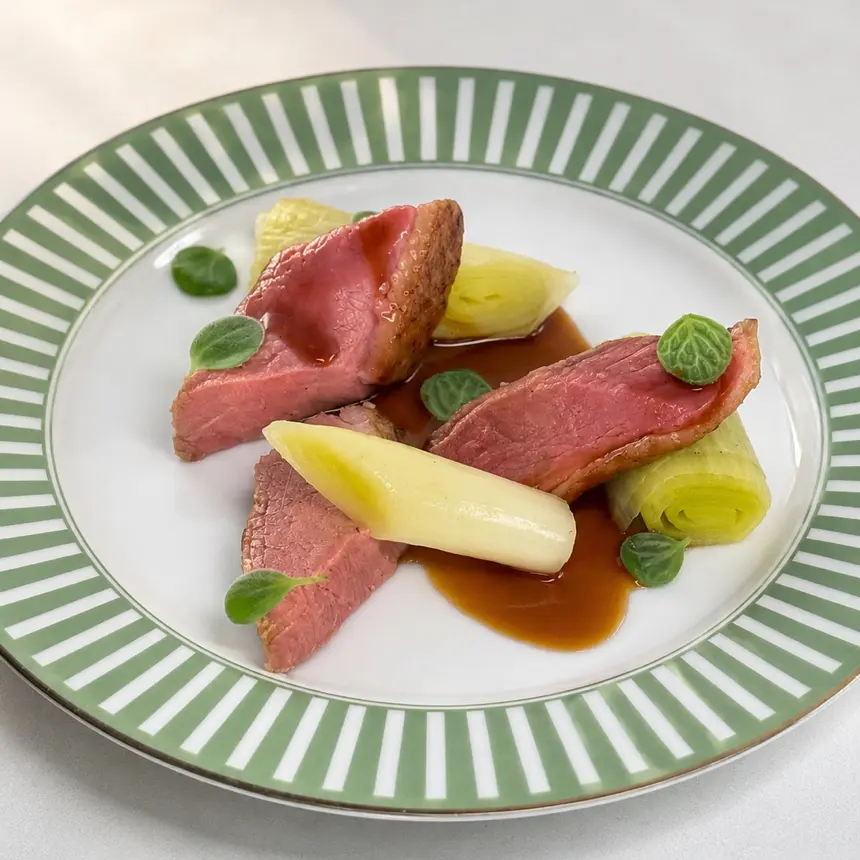 creation thumb for Sous Vide Duck Breast with Vanilla Butter Leeks 