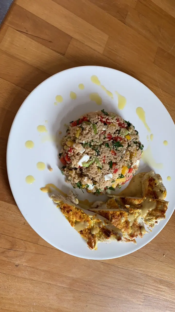 creation thumb for Couscous Salad / Curcuma Chicken / Tarragon Oil / 