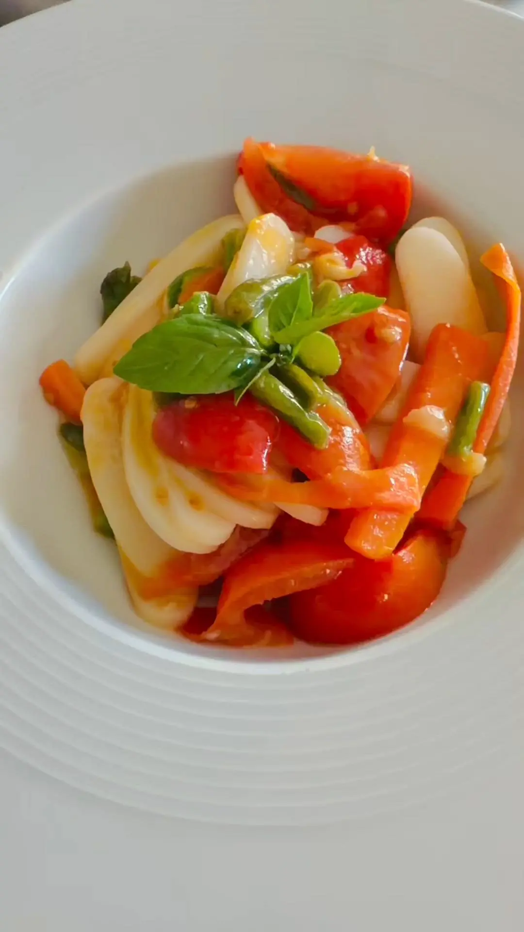 creation thumb for Rice Gnocchi with Vegetables, Almonds and Soy Sauce