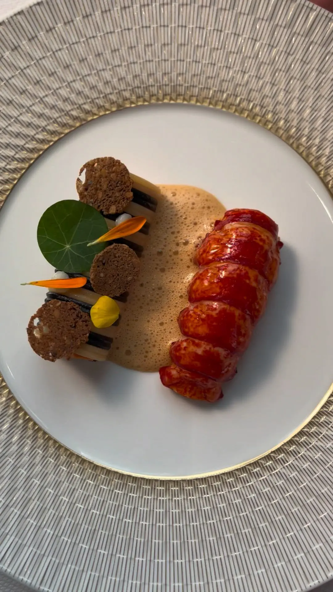 creation thumb for Lobster with Binchotan, Spaghetti, Red Curry Lobster Bisque