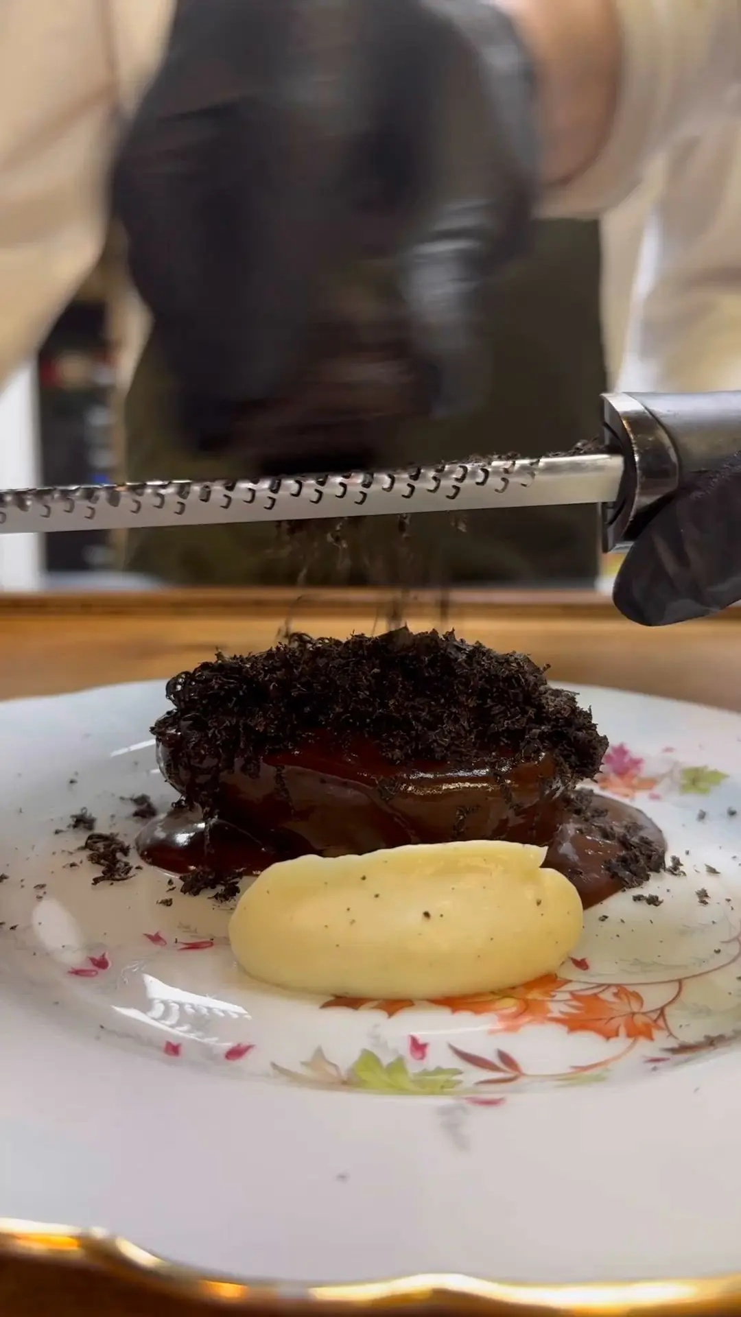 creation thumb for Pear Belle Helene filled with Wild Boar Civet, Truffle & Vanilla Parsnip Puree