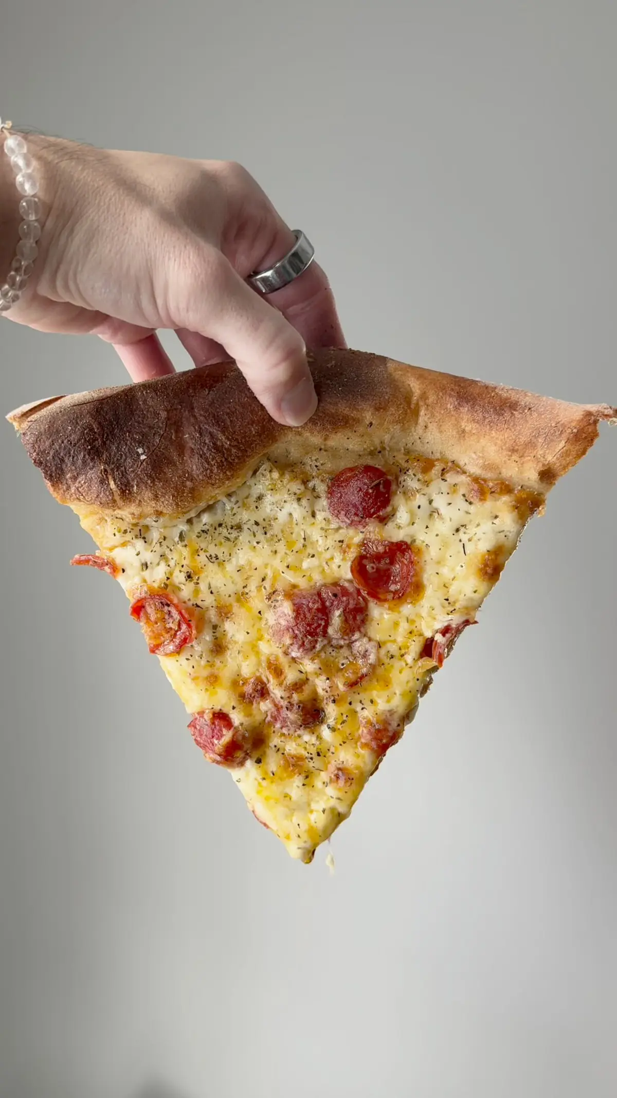 creation thumb for Crispy White Pepperoni Pizza (Well-done, No Sauce)